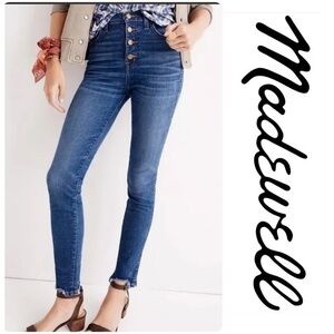 Madewell Blue Mid Rise Skinny Fit Button Fly Jeans